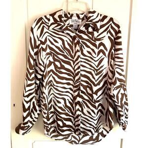 Women’s Vintage Bob Mackie Animal Print Front Button Blouse/Size 6